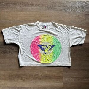 Vintage 1980s Urban Surf crop top multicolored graphic tee